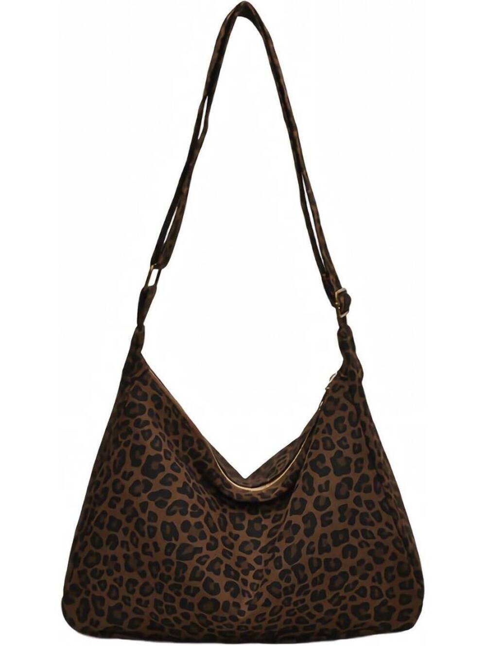 Women’s Leopard Print Canvas Hobo Tote Bag with Zipper, boho, vintage look